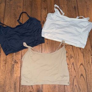 Set of Three Camisole Tops - Black, White, Tan